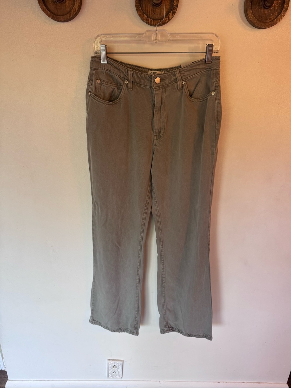 Oat New York lyocell wide leg jeans in Olive Green size 6
